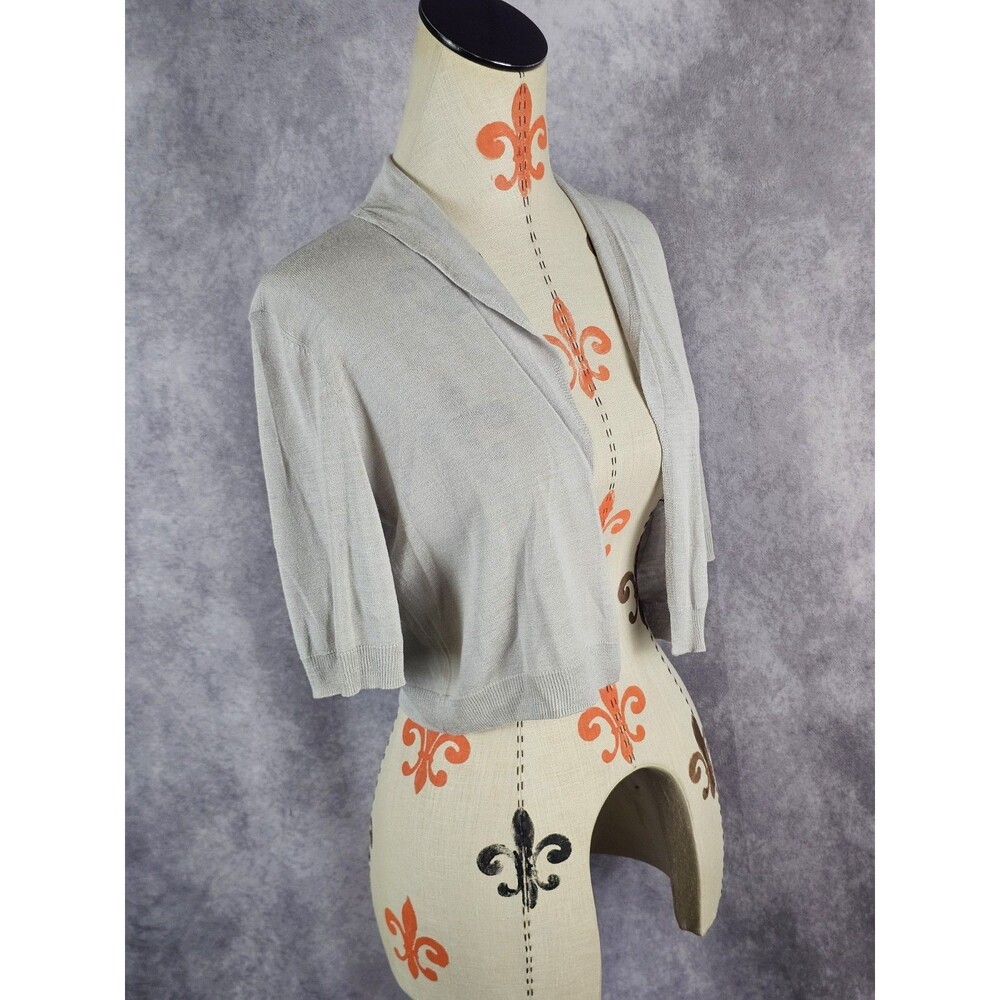 Talbots 100% Silk Women S Short Open Crop Jacket Top Bolero Knit Lightweight EUC - Picture 2 of 9